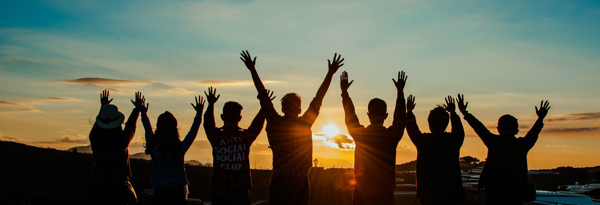 Silhouette of kids at sunset